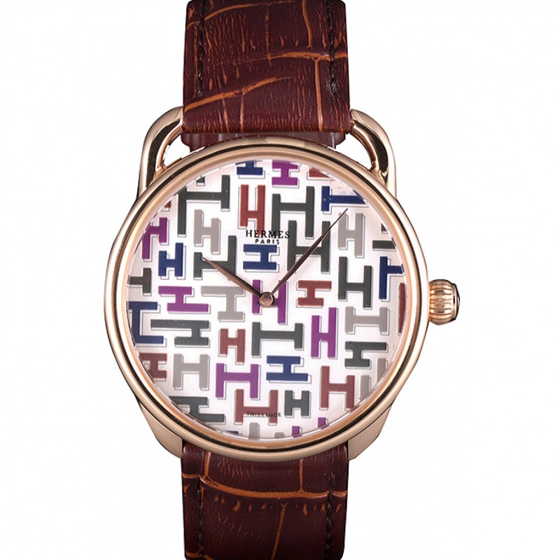 SS Réplicas Relojes Correa multicolor con dibujos Hermes Croco clásico de cuero Logo Dial 801402: Un reloj de lujo asequible